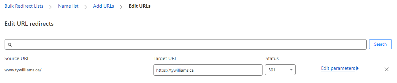 Setting up Bulk Redirect - Step 4